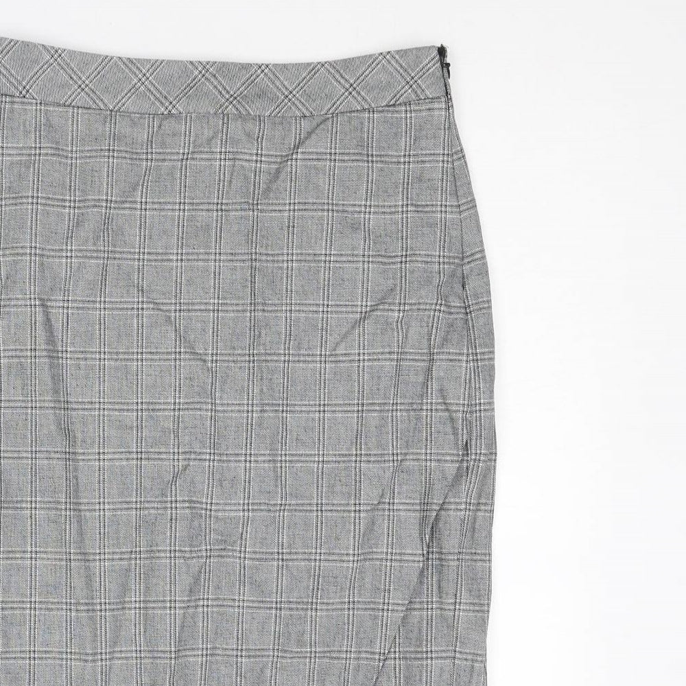 Banana Republic Womens Grey Plaid Cotton Straight & Pencil Skirt Size 28 in Zip - Wrap Style