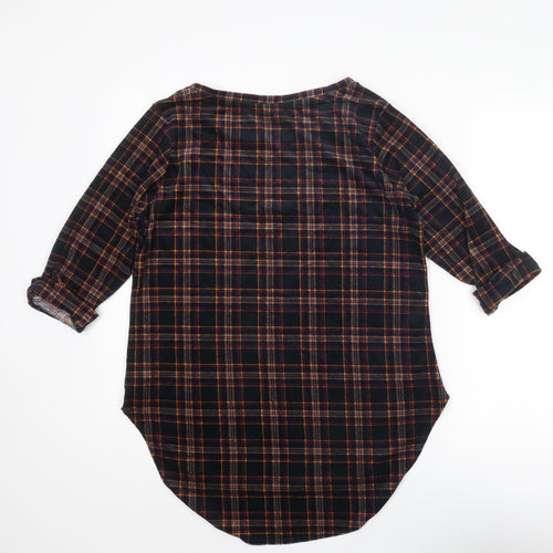 Beloved Womens Multicoloured Plaid Polyester Basic Blouse Size L Round Neck