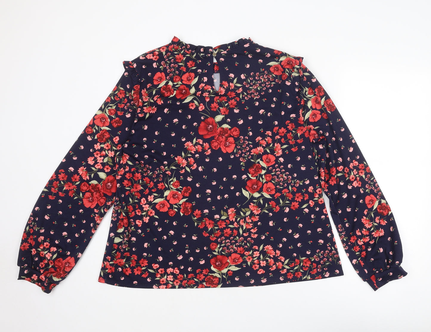Oasis Womens Multicoloured Floral Polyester Basic Blouse Size XL Mock Neck