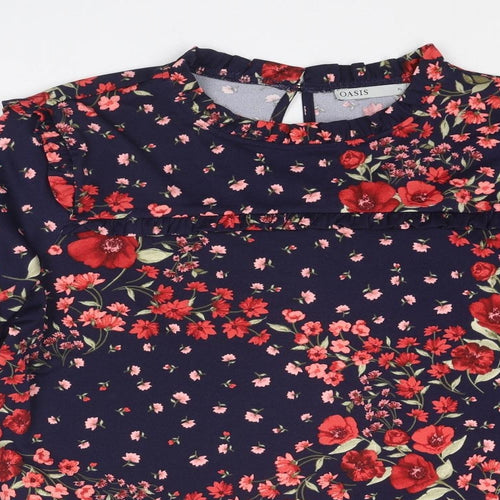 Oasis Womens Multicoloured Floral Polyester Basic Blouse Size XL Mock Neck