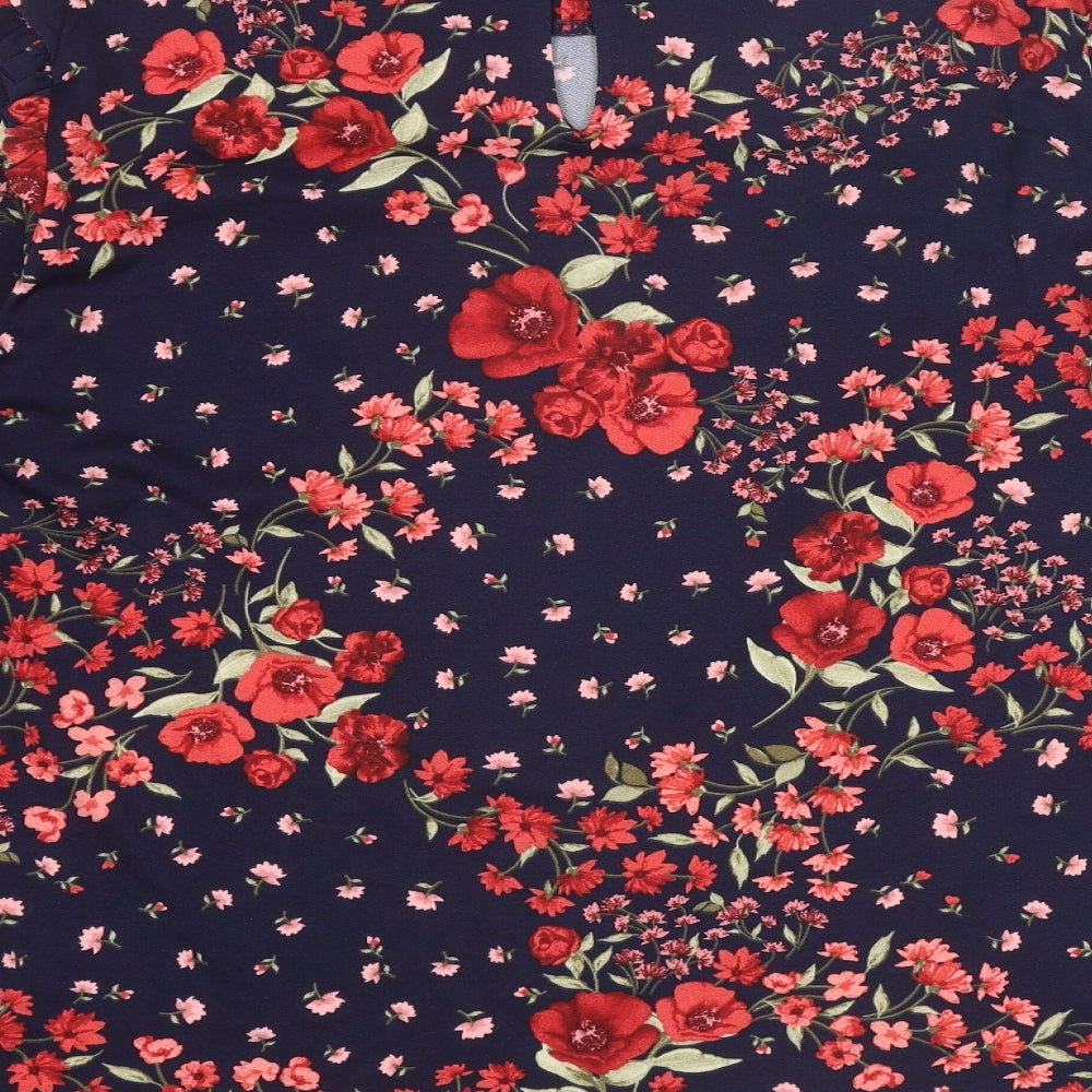 Oasis Womens Multicoloured Floral Polyester Basic Blouse Size XL Mock Neck