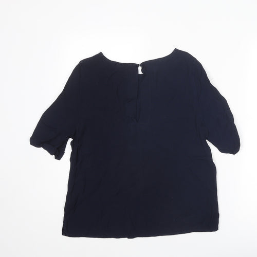 Monsoon Womens Blue Viscose Basic Blouse Size 10 Round Neck