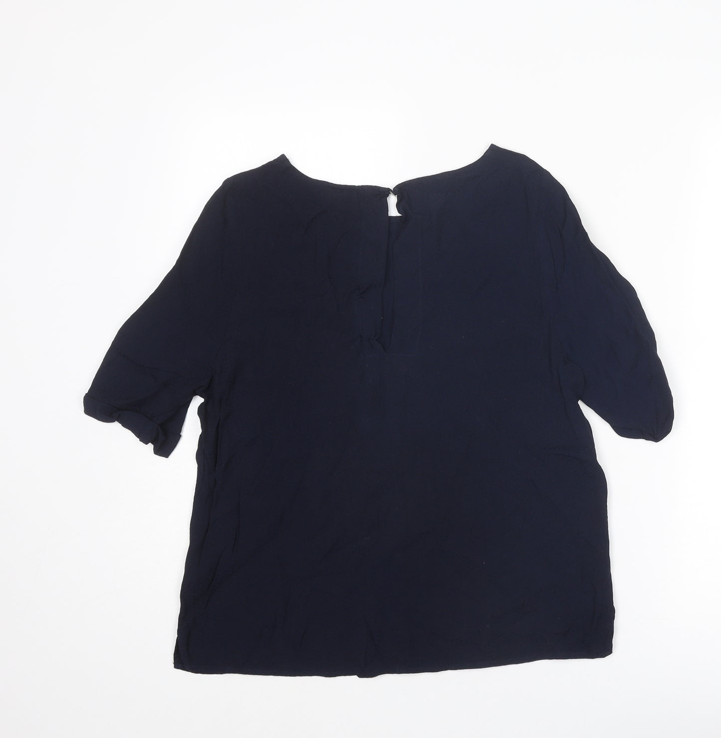 Monsoon Womens Blue Viscose Basic Blouse Size 10 Round Neck