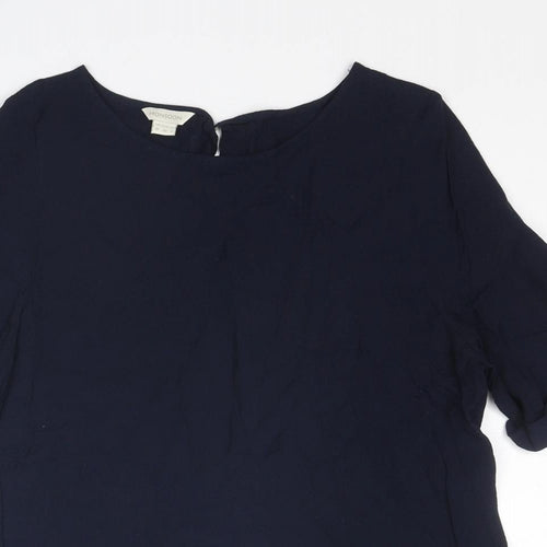 Monsoon Womens Blue Viscose Basic Blouse Size 10 Round Neck