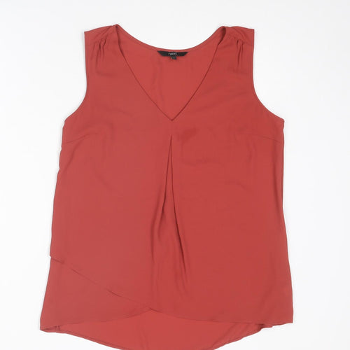 NEXT Womens Red Polyester Basic Tank Size 12 V-Neck
