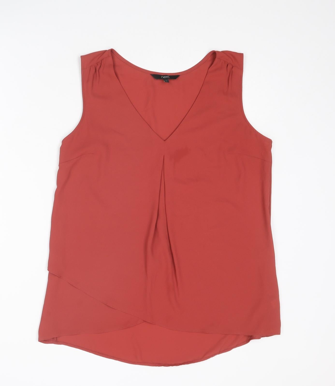 NEXT Womens Red Polyester Basic Tank Size 12 V-Neck