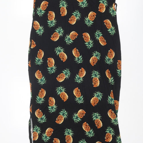 Very Womens Black Geometric Viscose Tank Dress Size 14 V-Neck Pullover - Pineapple Print