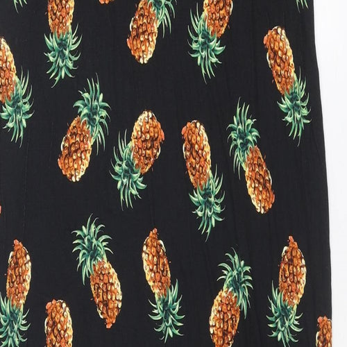Very Womens Black Geometric Viscose Tank Dress Size 14 V-Neck Pullover - Pineapple Print
