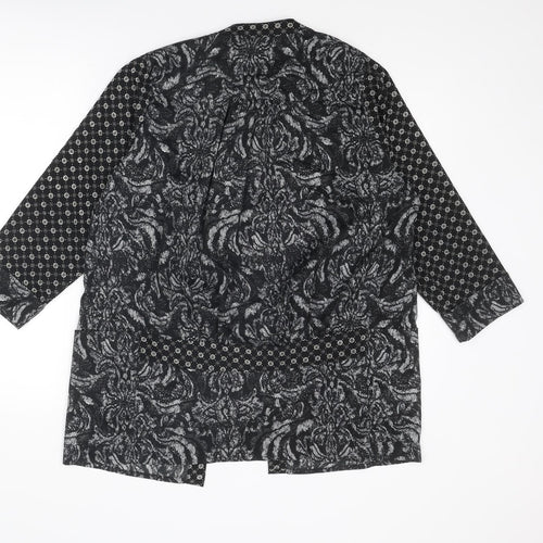 H&M Womens Black Geometric Polyester Kimono Blouse Size 8 V-Neck