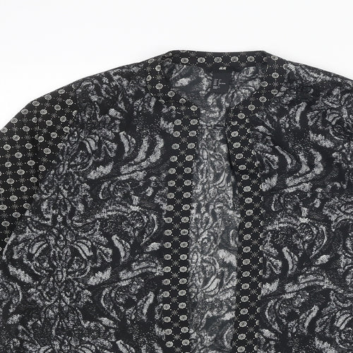 H&M Womens Black Geometric Polyester Kimono Blouse Size 8 V-Neck