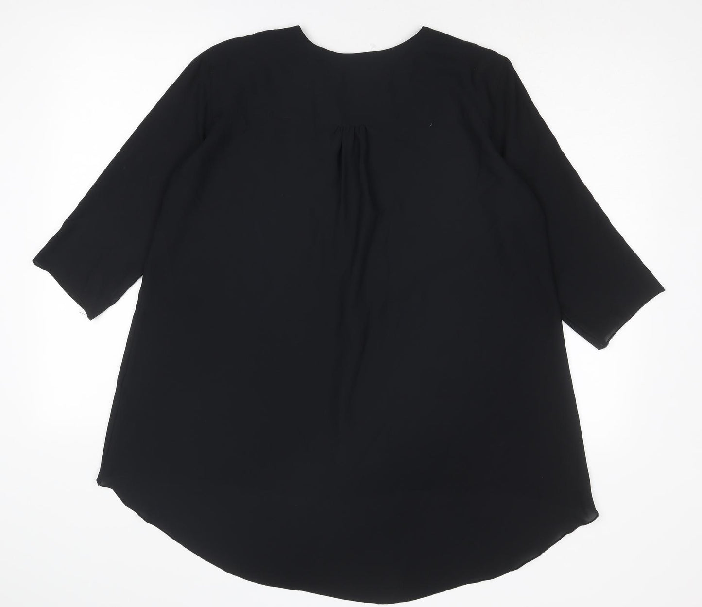 Polo Garage Womens Black Polyester Basic Blouse Size 10 V-Neck