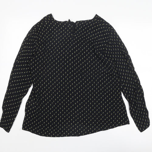 Masai Womens Black Geometric Viscose Basic Blouse Size M Boat Neck
