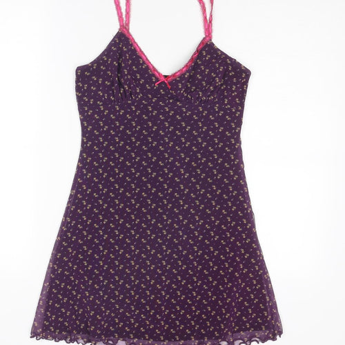 Urban Outfitters Womens Purple Floral Polyester A-Line Size S V-Neck Pullover