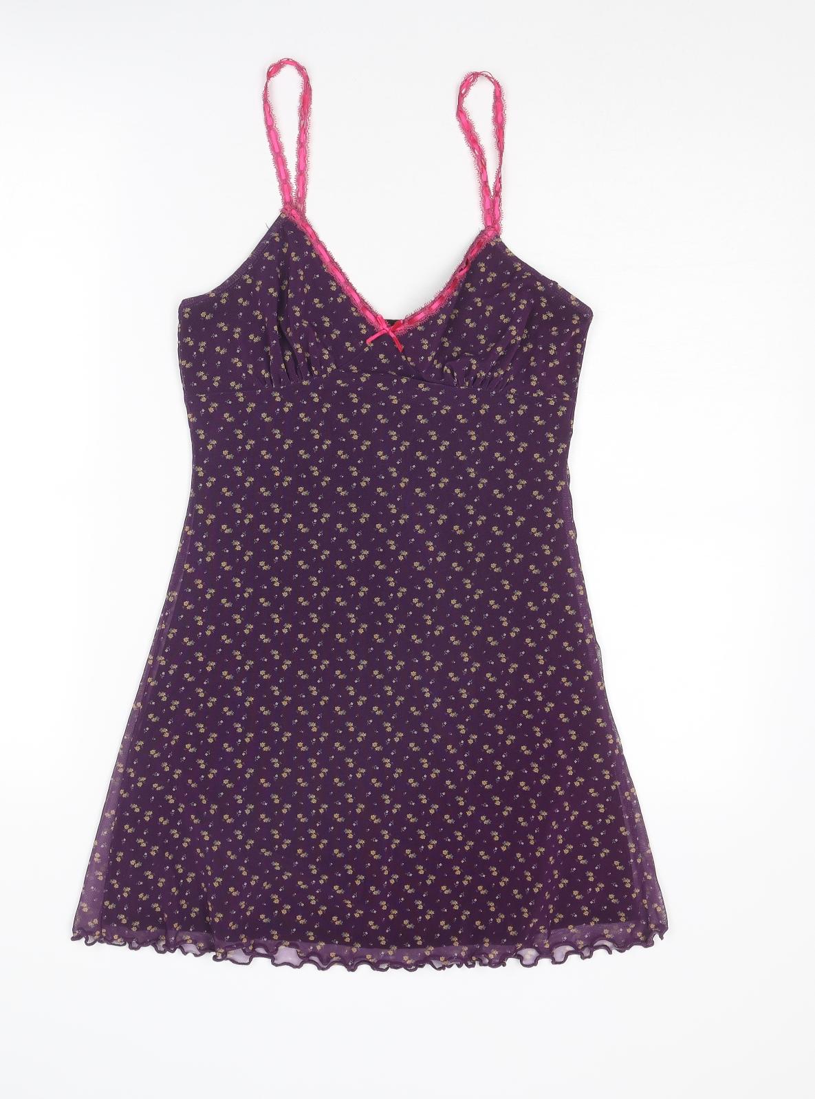 Urban Outfitters Womens Purple Floral Polyester A-Line Size S V-Neck Pullover