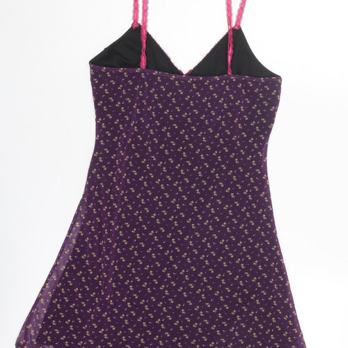 Urban Outfitters Womens Purple Floral Polyester A-Line Size S V-Neck Pullover