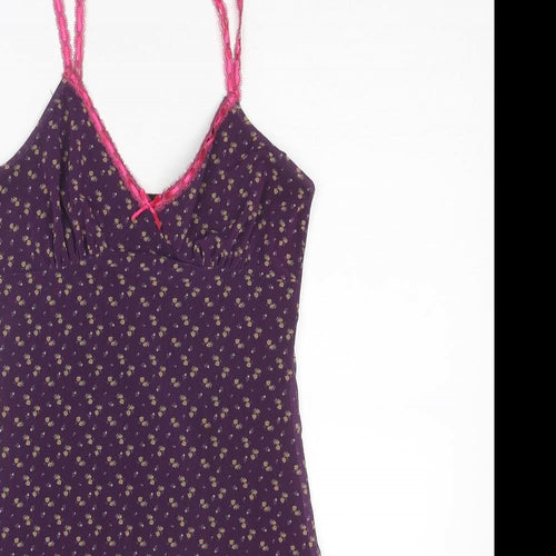 Urban Outfitters Womens Purple Floral Polyester A-Line Size S V-Neck Pullover