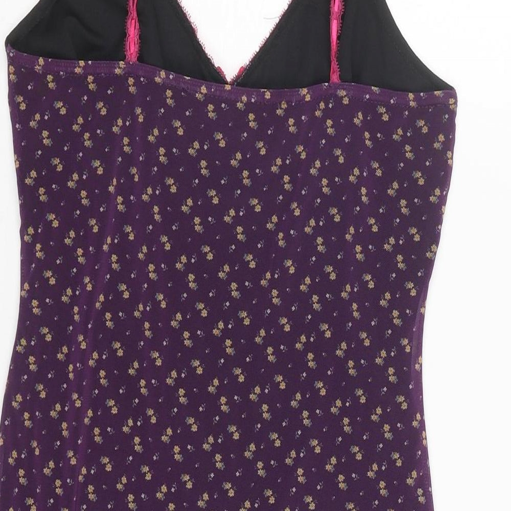 Urban Outfitters Womens Purple Floral Polyester A-Line Size S V-Neck Pullover