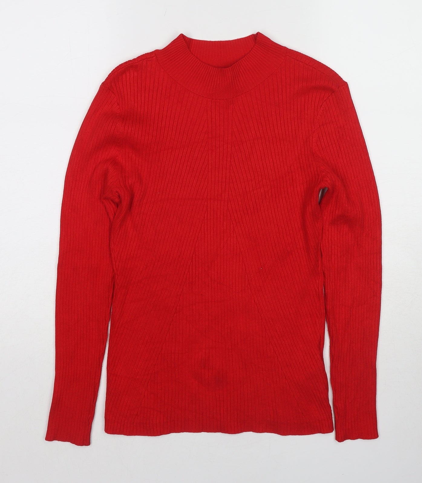 H&M Womens Red Round Neck Viscose Pullover Jumper Size M