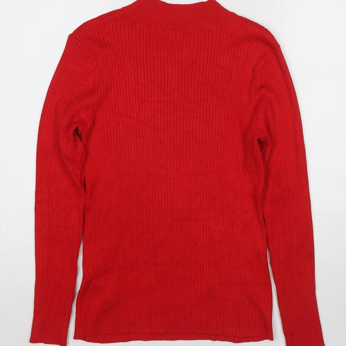 H&M Womens Red Round Neck Viscose Pullover Jumper Size M
