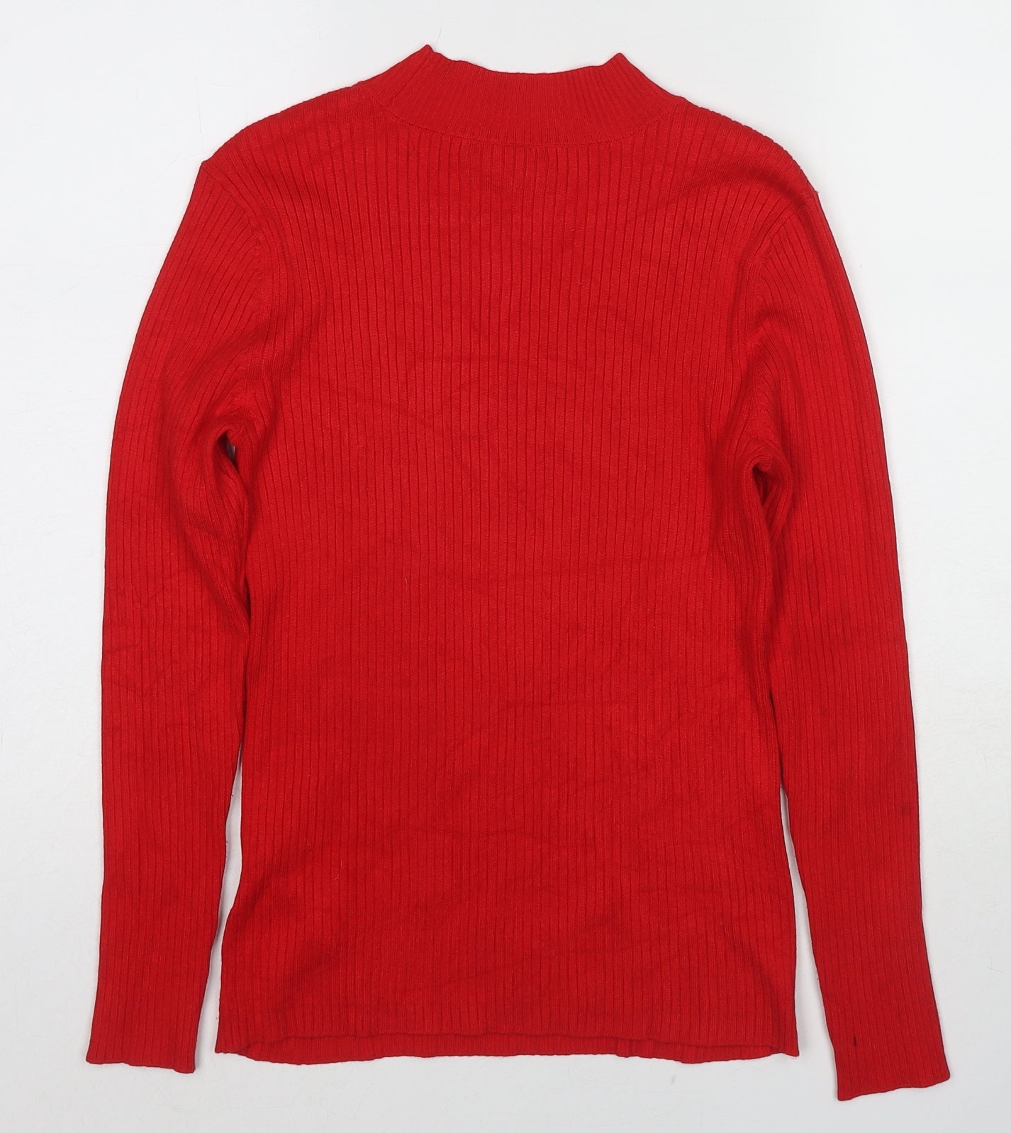 H&M Womens Red Round Neck Viscose Pullover Jumper Size M