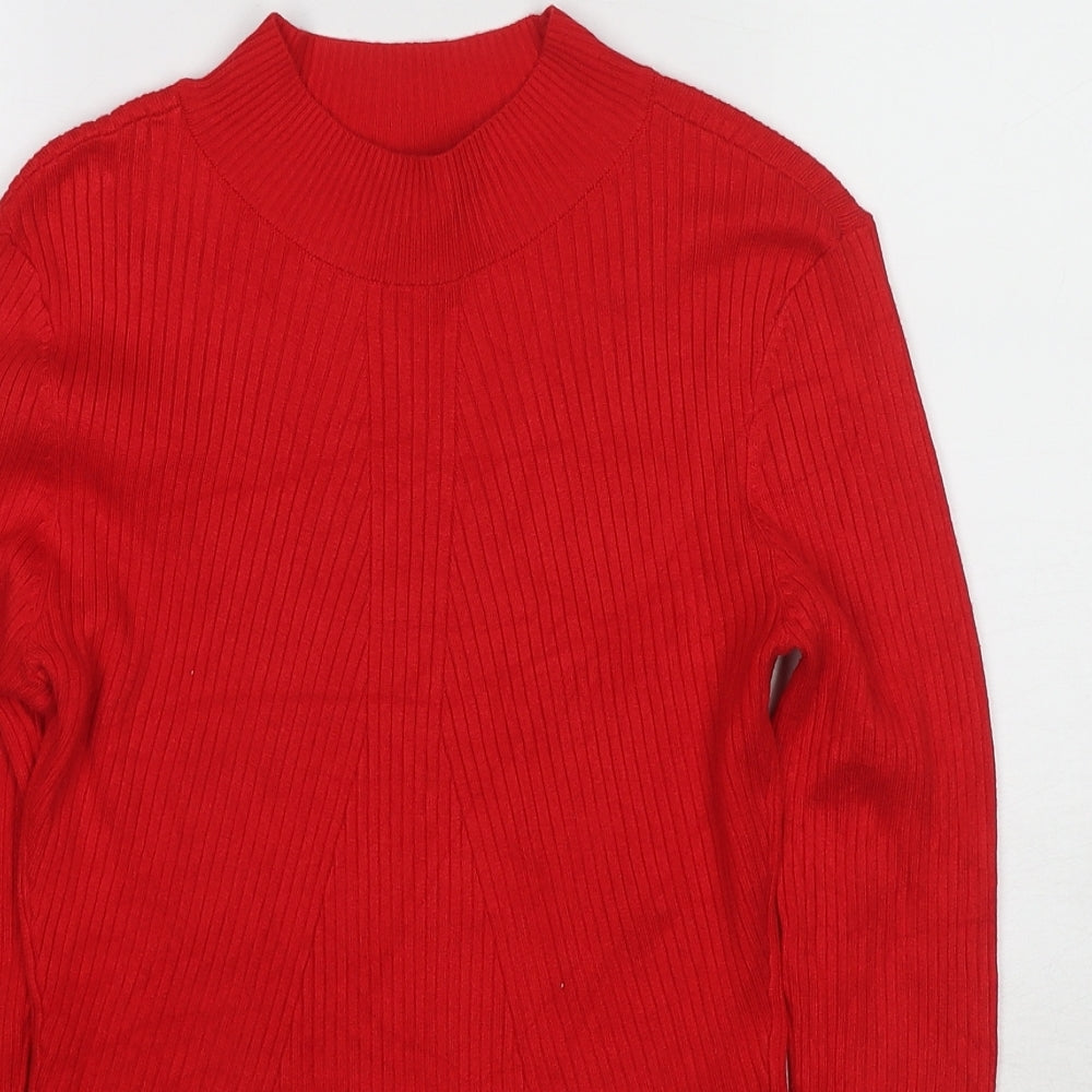 H&M Womens Red Round Neck Viscose Pullover Jumper Size M
