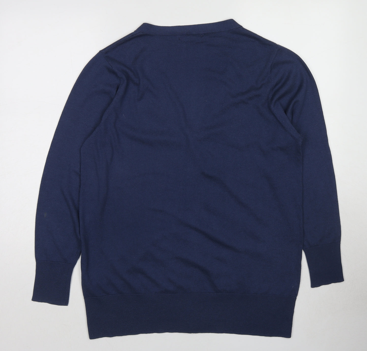 Woolovers Womens Blue V-Neck Silk Cardigan Jumper Size M