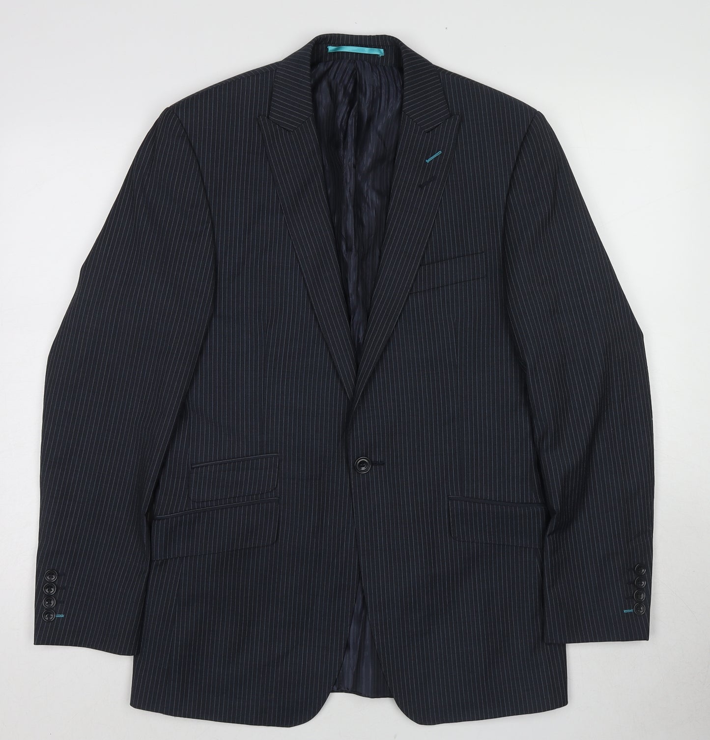 Urban Resistance Mens Blue Striped Polyester Jacket Suit Jacket Size 36 Regular