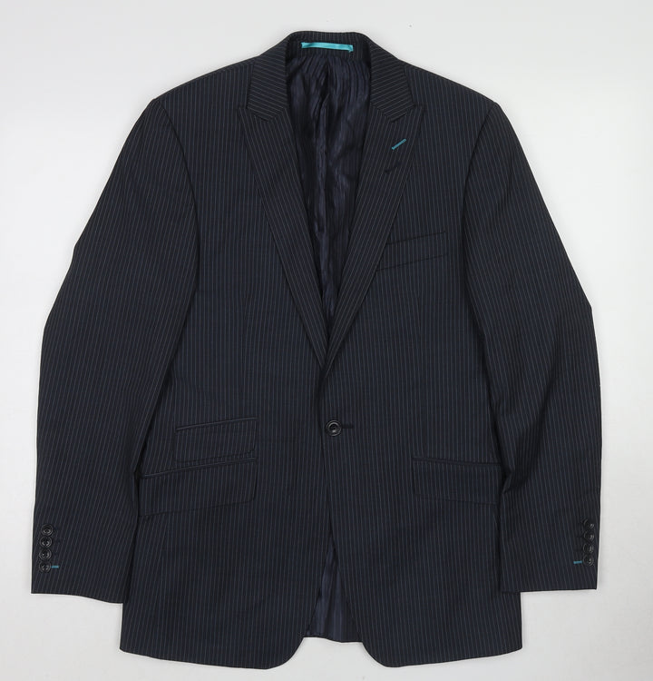 Urban Resistance Mens Blue Striped Polyester Jacket Suit Jacket Size 36 Regular
