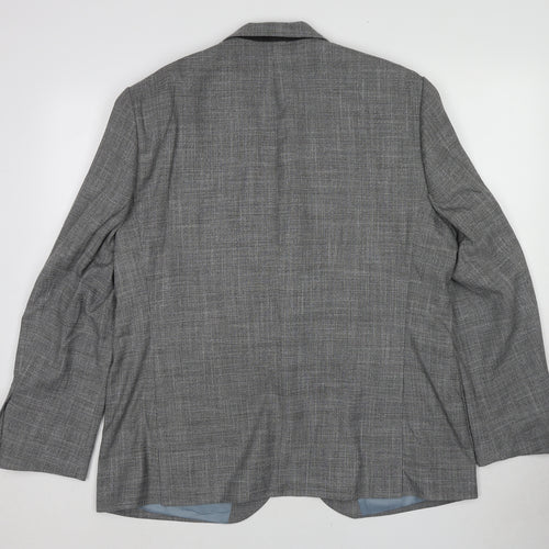 Marks and Spencer Mens Grey Plaid Polyester Jacket Suit Jacket Size 44 Regular