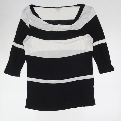 Monsoon Womens Blue Striped Viscose Basic Blouse Size 10 Cowl Neck