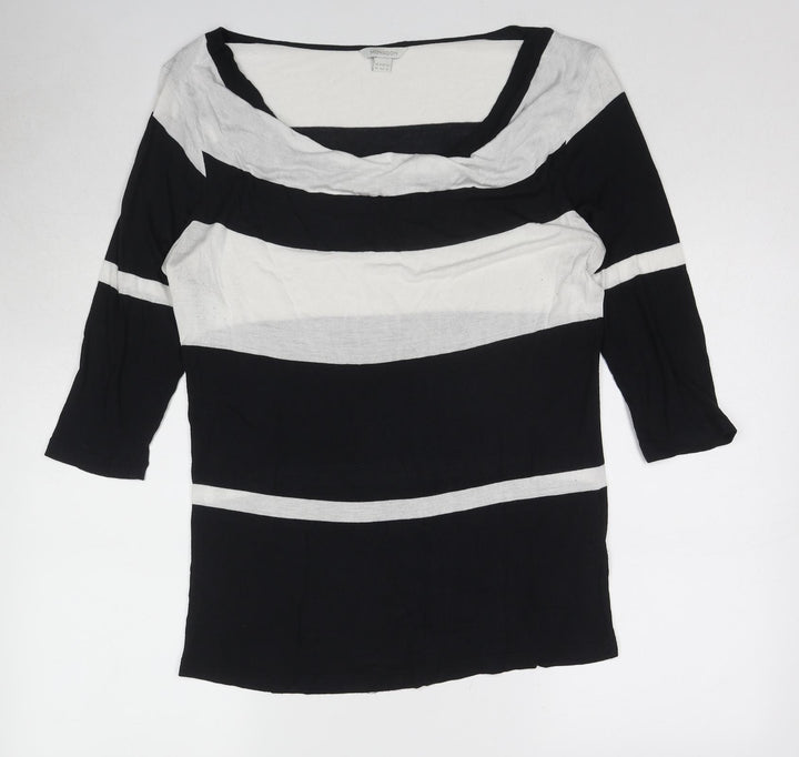 Monsoon Womens Blue Striped Viscose Basic Blouse Size 10 Cowl Neck