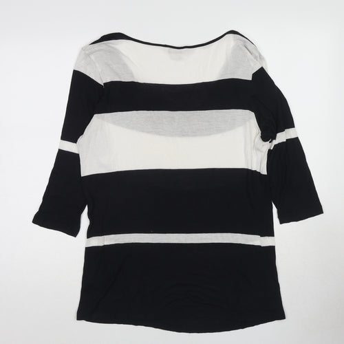 Monsoon Womens Blue Striped Viscose Basic Blouse Size 10 Cowl Neck
