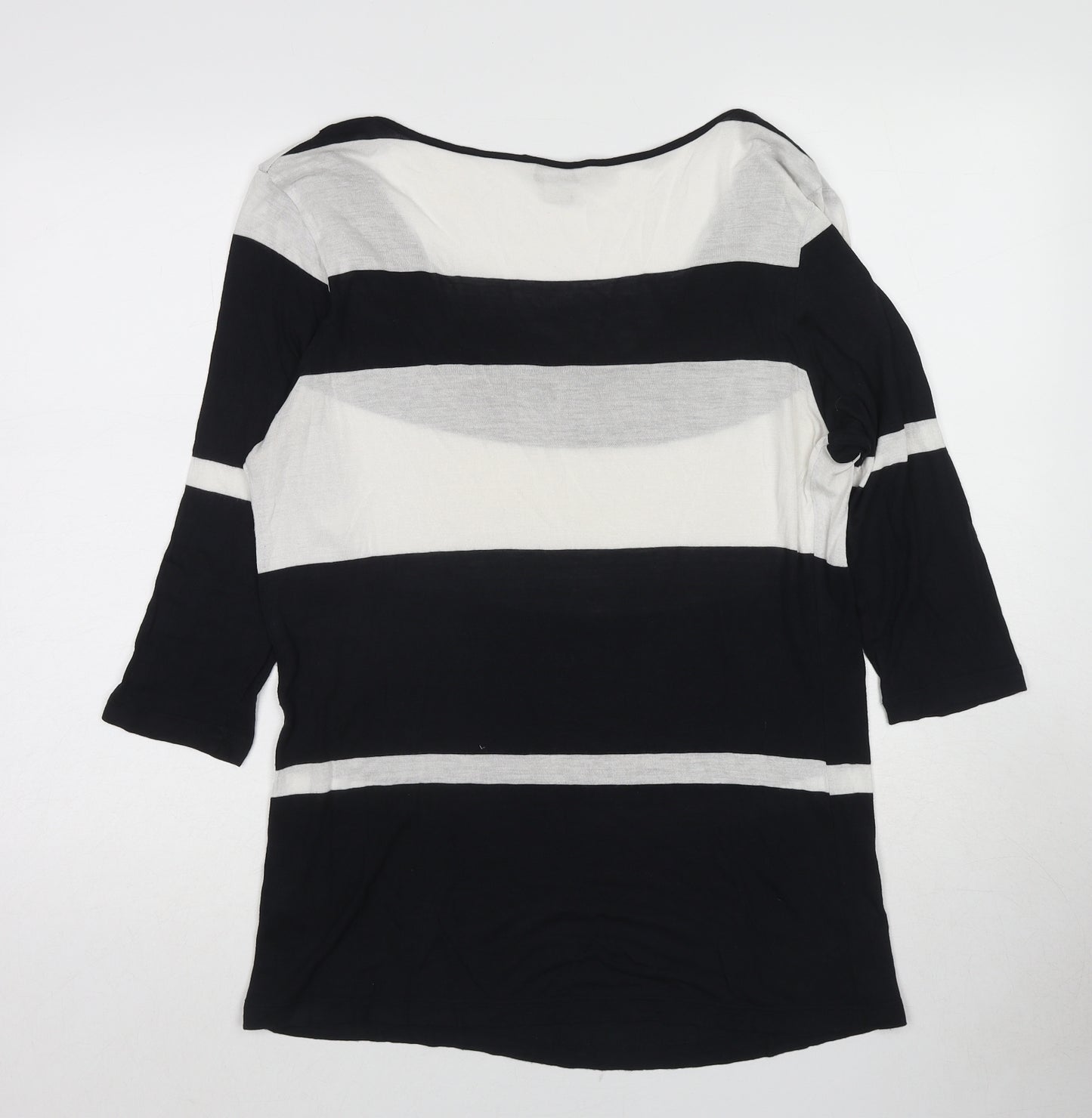 Monsoon Womens Blue Striped Viscose Basic Blouse Size 10 Cowl Neck