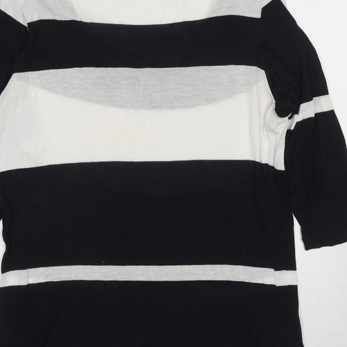 Monsoon Womens Blue Striped Viscose Basic Blouse Size 10 Cowl Neck