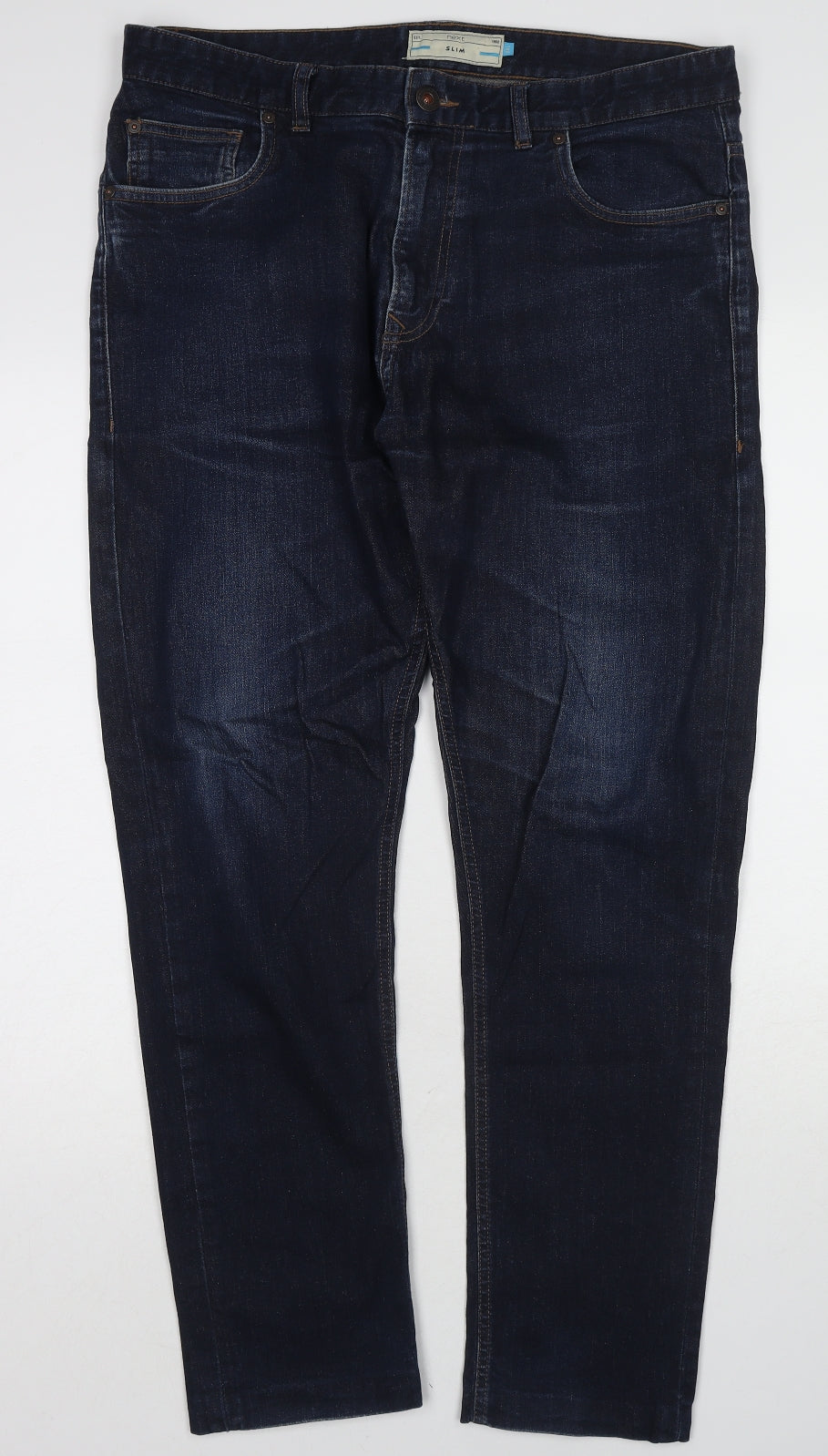 NEXT Mens Blue Cotton Straight Jeans Size 34 in L33 in Slim Button