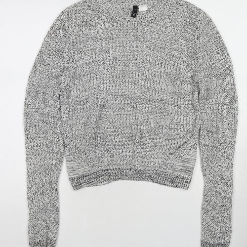H&M Womens Grey Round Neck Acrylic Pullover Jumper Size S