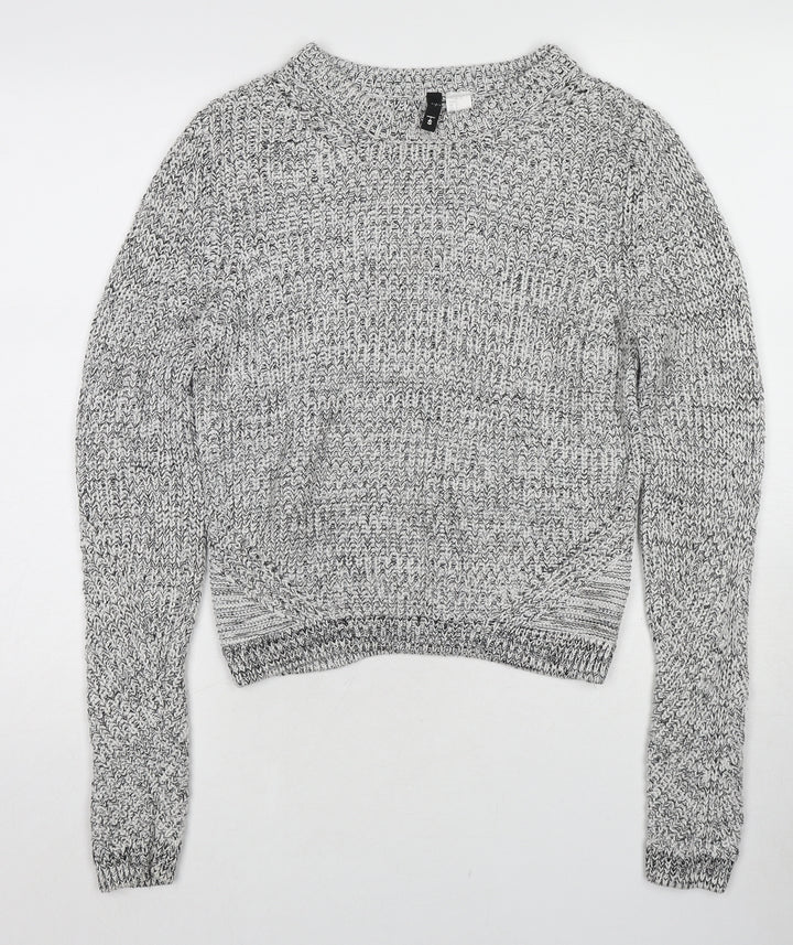 H&M Womens Grey Round Neck Acrylic Pullover Jumper Size S