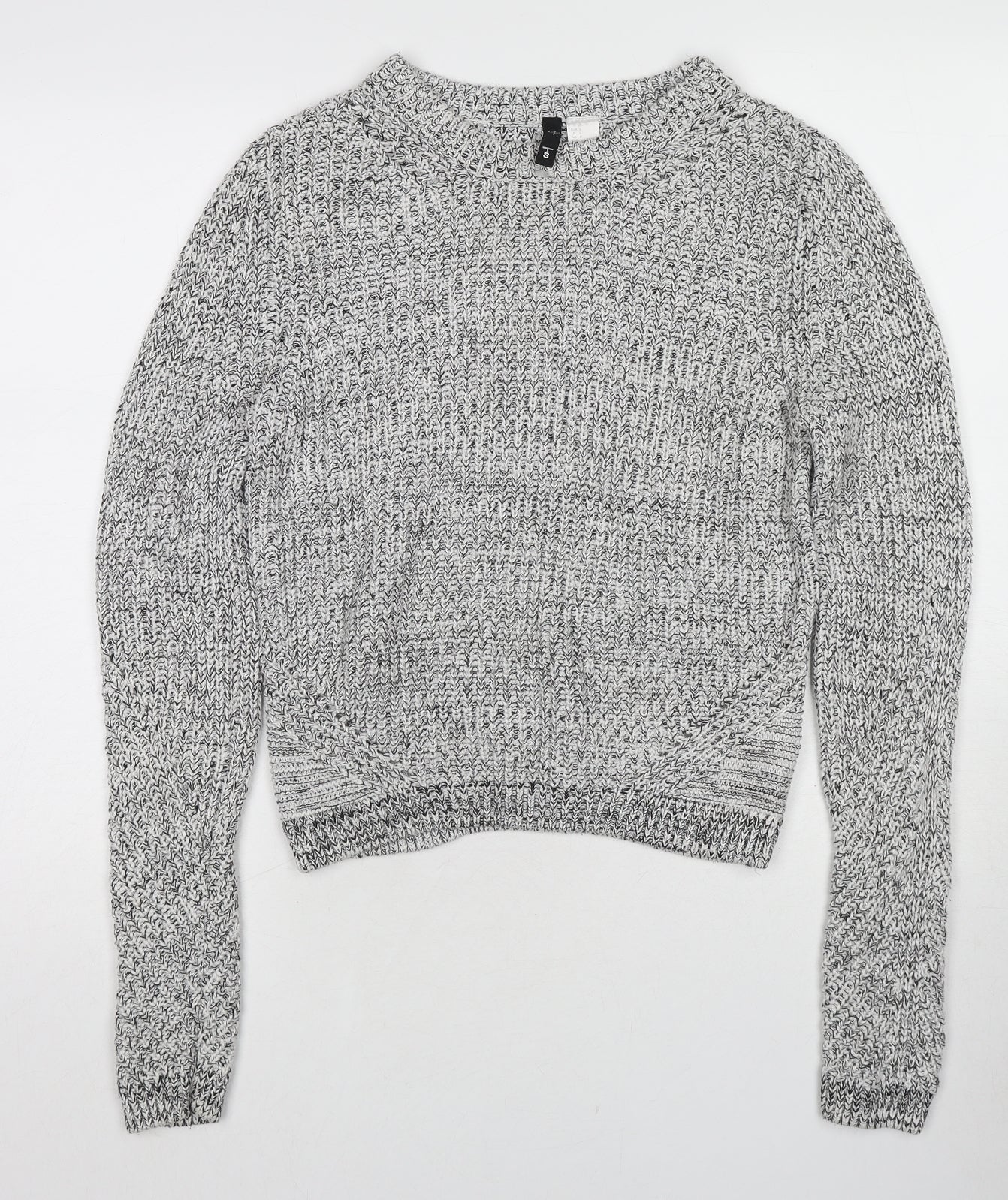 H&M Womens Grey Round Neck Acrylic Pullover Jumper Size S