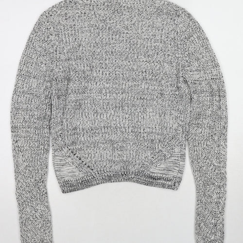 H&M Womens Grey Round Neck Acrylic Pullover Jumper Size S