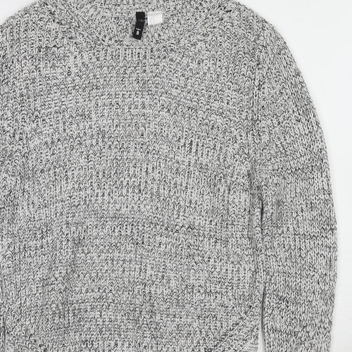 H&M Womens Grey Round Neck Acrylic Pullover Jumper Size S