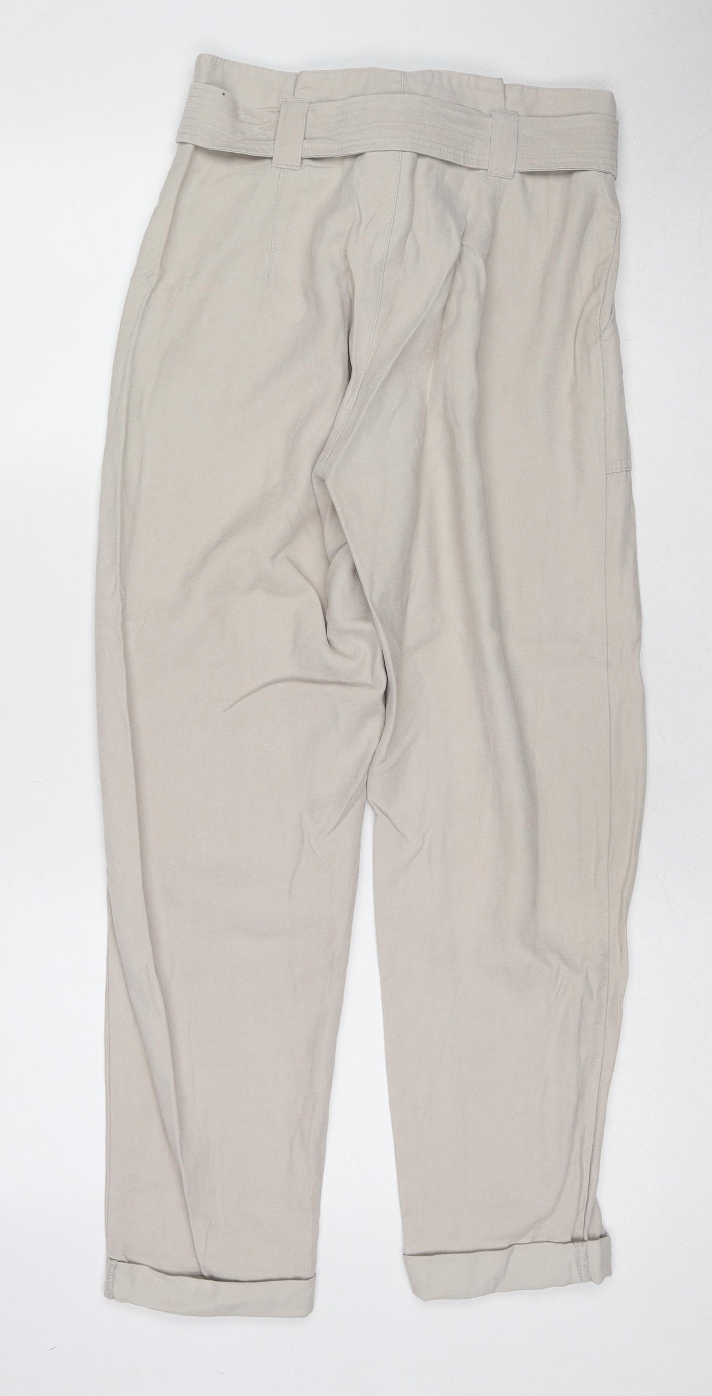 Miss Selfridge Womens Beige Viscose Trousers Size 8 Regular Zip