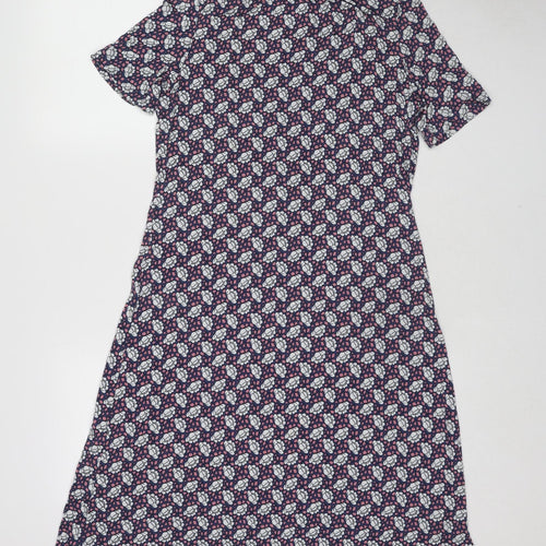 Marks and Spencer Womens Multicoloured Floral Viscose A-Line Size 10 Round Neck Button