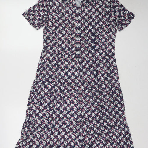 Marks and Spencer Womens Multicoloured Floral Viscose A-Line Size 10 Round Neck Button