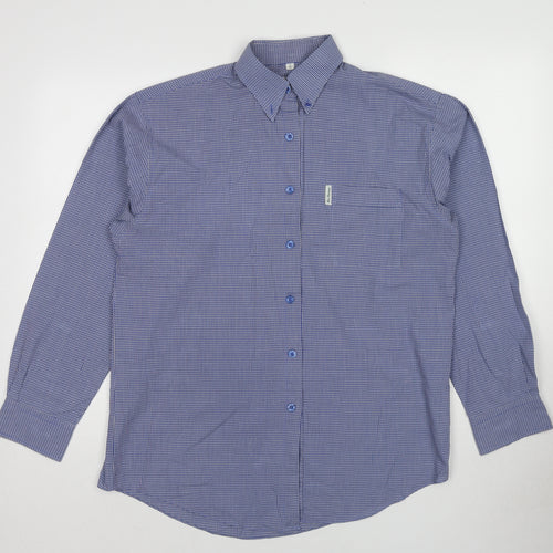 Ben Sherman Mens Blue Cotton Button-Up Size M Collared Button