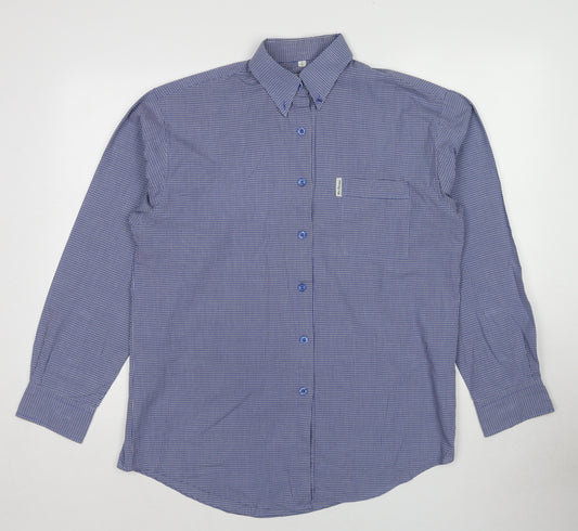 Ben Sherman Mens Blue Cotton Button-Up Size M Collared Button