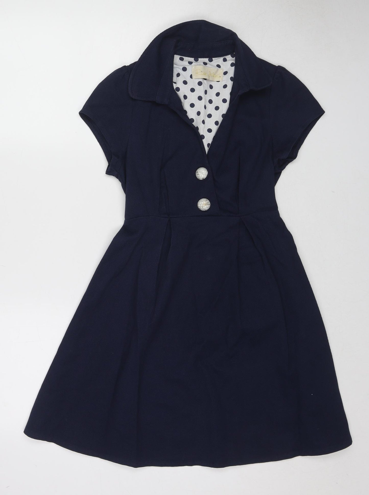 River Island Womens Blue Cotton A-Line Size 8 Collared