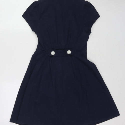 River Island Womens Blue Cotton A-Line Size 8 Collared