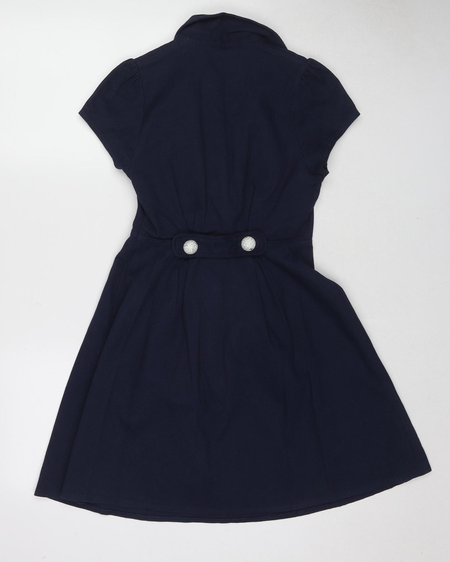 River Island Womens Blue Cotton A-Line Size 8 Collared