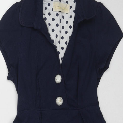 River Island Womens Blue Cotton A-Line Size 8 Collared