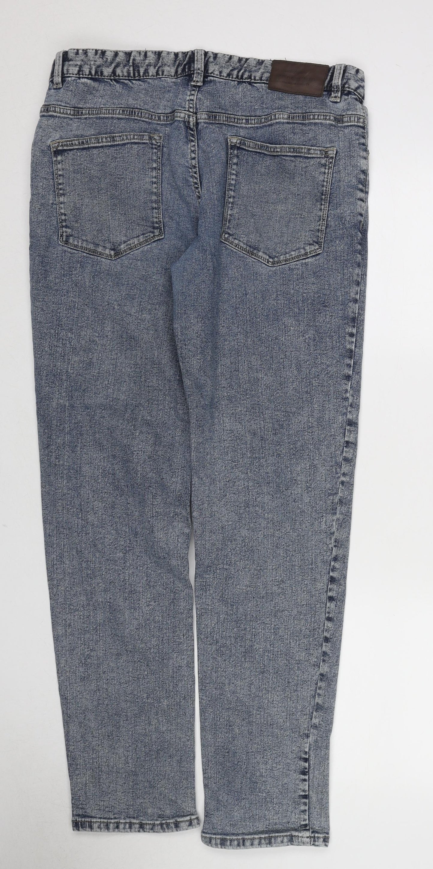 TU Mens Blue Cotton Straight Jeans Size 34 in L32 in Regular Zip